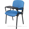 Modern fabric four leg conference chair with writing tablet